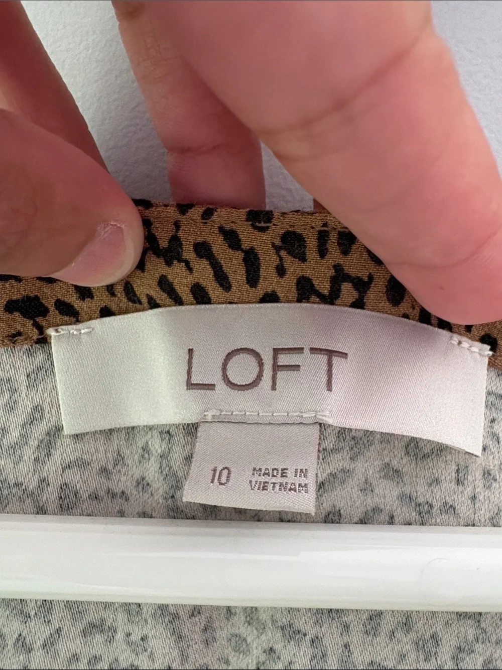 LOFT Brown Printed Midi Dress with Tie Waist - Picture 2 of 7